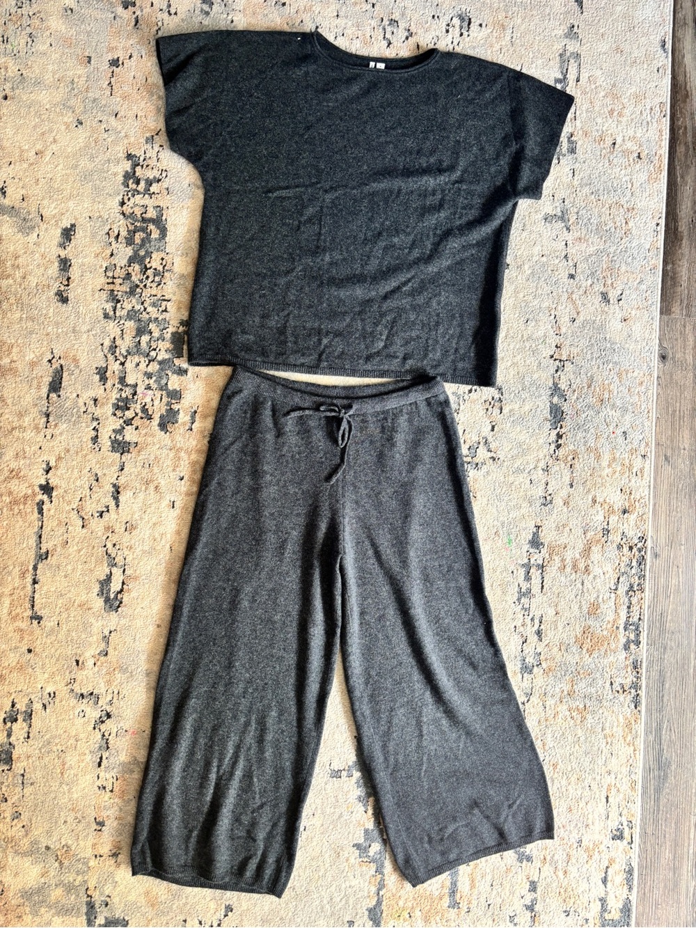 Nordstrom Cashmere Charcoal Crewneck Pantsuit